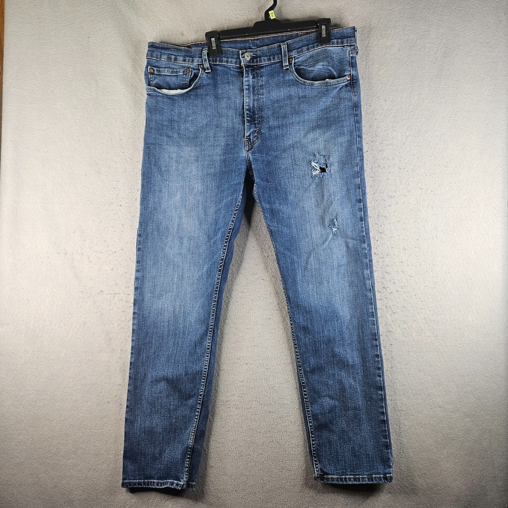 LEVIS 502 Jeans Mens 40x30 Blue Light Wash Denim Pants Tapered Stretch Tag 40x32